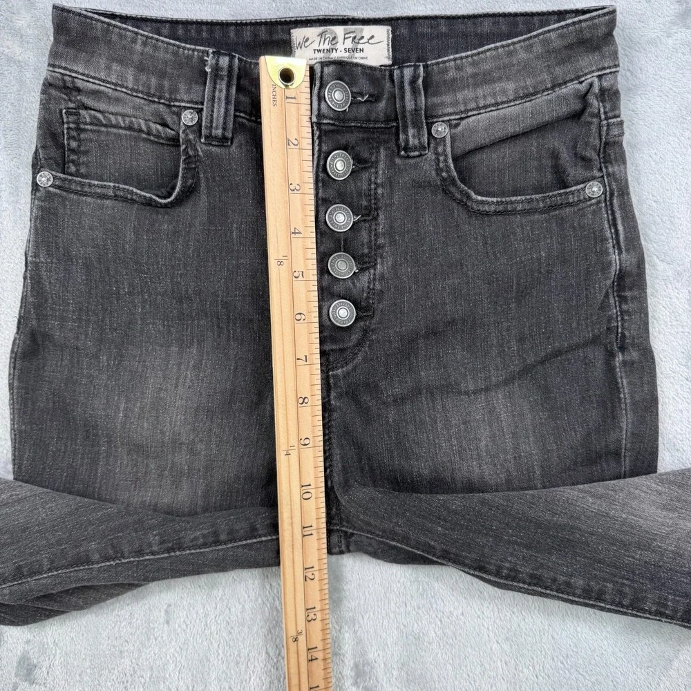 We The Free Jeans Women 27 Black Flare High Rise Button Fly Denim Boho Hippie - Picture 15 of 16